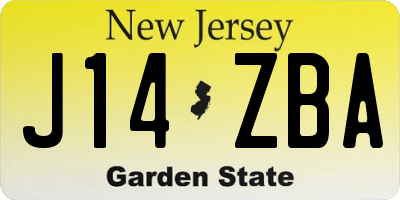 NJ license plate J14ZBA