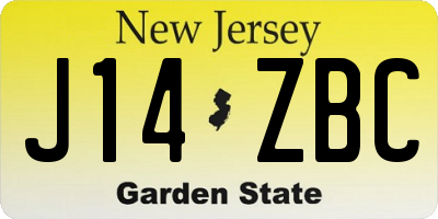 NJ license plate J14ZBC
