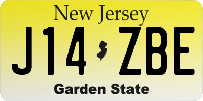 NJ license plate J14ZBE