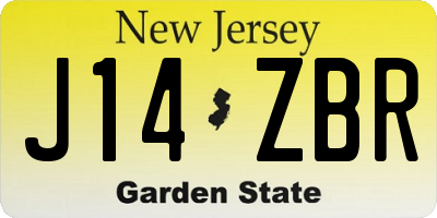NJ license plate J14ZBR