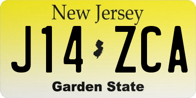 NJ license plate J14ZCA