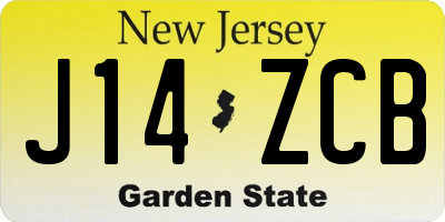 NJ license plate J14ZCB