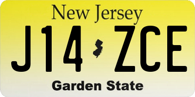 NJ license plate J14ZCE
