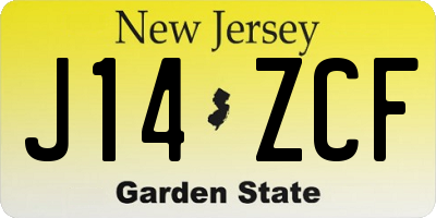 NJ license plate J14ZCF