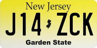 NJ license plate J14ZCK