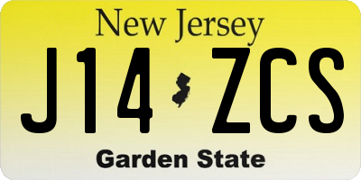 NJ license plate J14ZCS