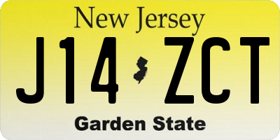 NJ license plate J14ZCT