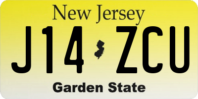 NJ license plate J14ZCU