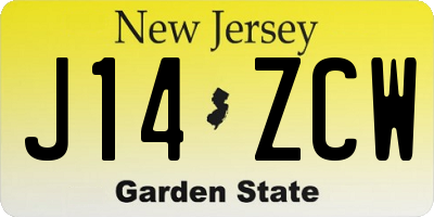 NJ license plate J14ZCW