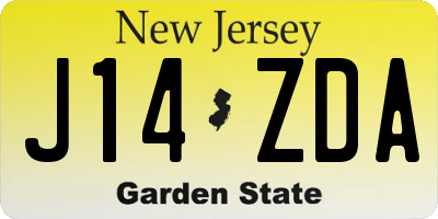 NJ license plate J14ZDA