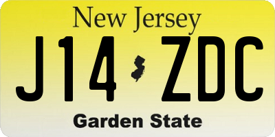 NJ license plate J14ZDC
