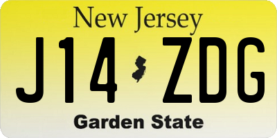 NJ license plate J14ZDG