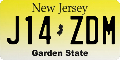 NJ license plate J14ZDM