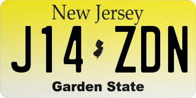 NJ license plate J14ZDN