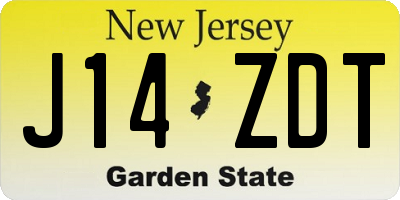 NJ license plate J14ZDT