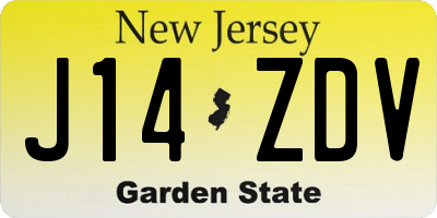 NJ license plate J14ZDV