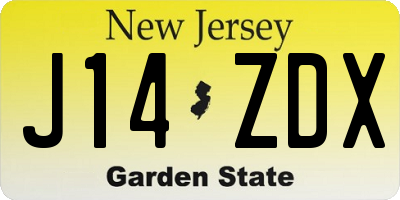 NJ license plate J14ZDX