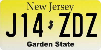 NJ license plate J14ZDZ