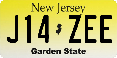 NJ license plate J14ZEE