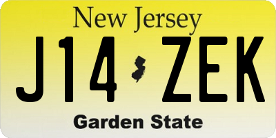 NJ license plate J14ZEK
