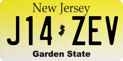 NJ license plate J14ZEV