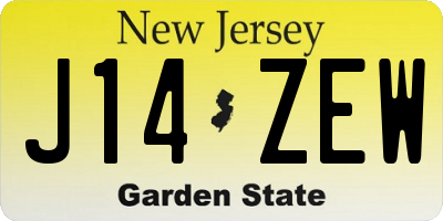 NJ license plate J14ZEW