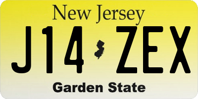 NJ license plate J14ZEX