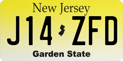 NJ license plate J14ZFD