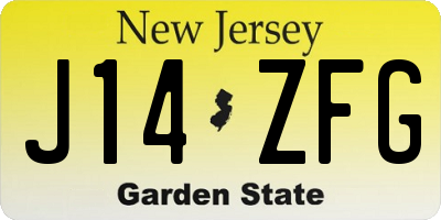 NJ license plate J14ZFG