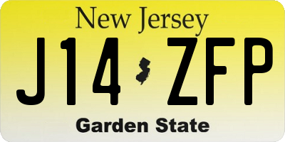 NJ license plate J14ZFP