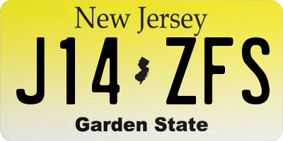 NJ license plate J14ZFS