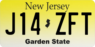 NJ license plate J14ZFT