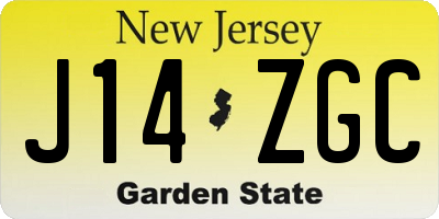 NJ license plate J14ZGC