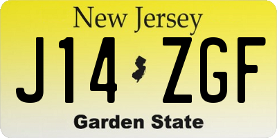 NJ license plate J14ZGF