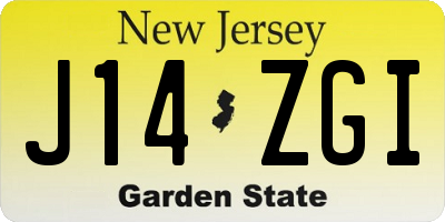 NJ license plate J14ZGI
