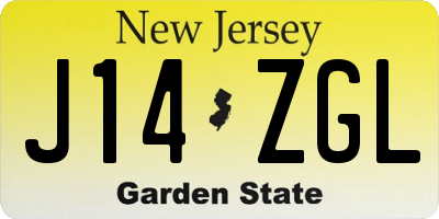 NJ license plate J14ZGL
