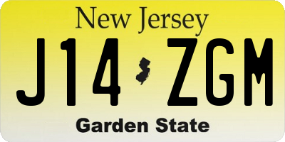 NJ license plate J14ZGM