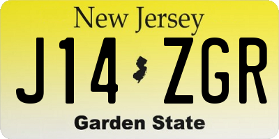 NJ license plate J14ZGR