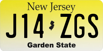 NJ license plate J14ZGS