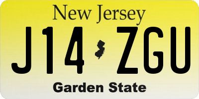 NJ license plate J14ZGU