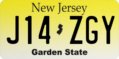 NJ license plate J14ZGY