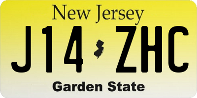 NJ license plate J14ZHC