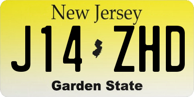 NJ license plate J14ZHD