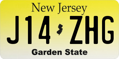 NJ license plate J14ZHG