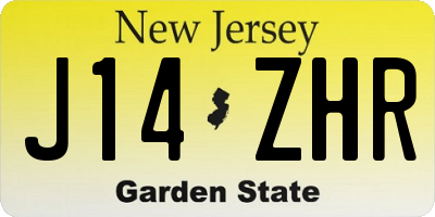 NJ license plate J14ZHR