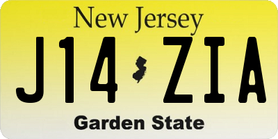 NJ license plate J14ZIA