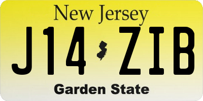 NJ license plate J14ZIB