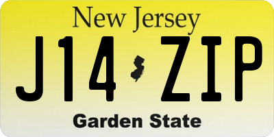 NJ license plate J14ZIP