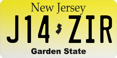 NJ license plate J14ZIR