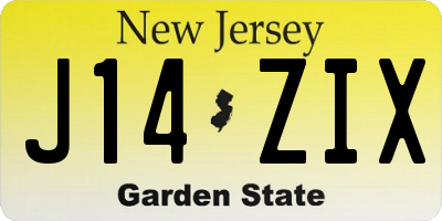 NJ license plate J14ZIX